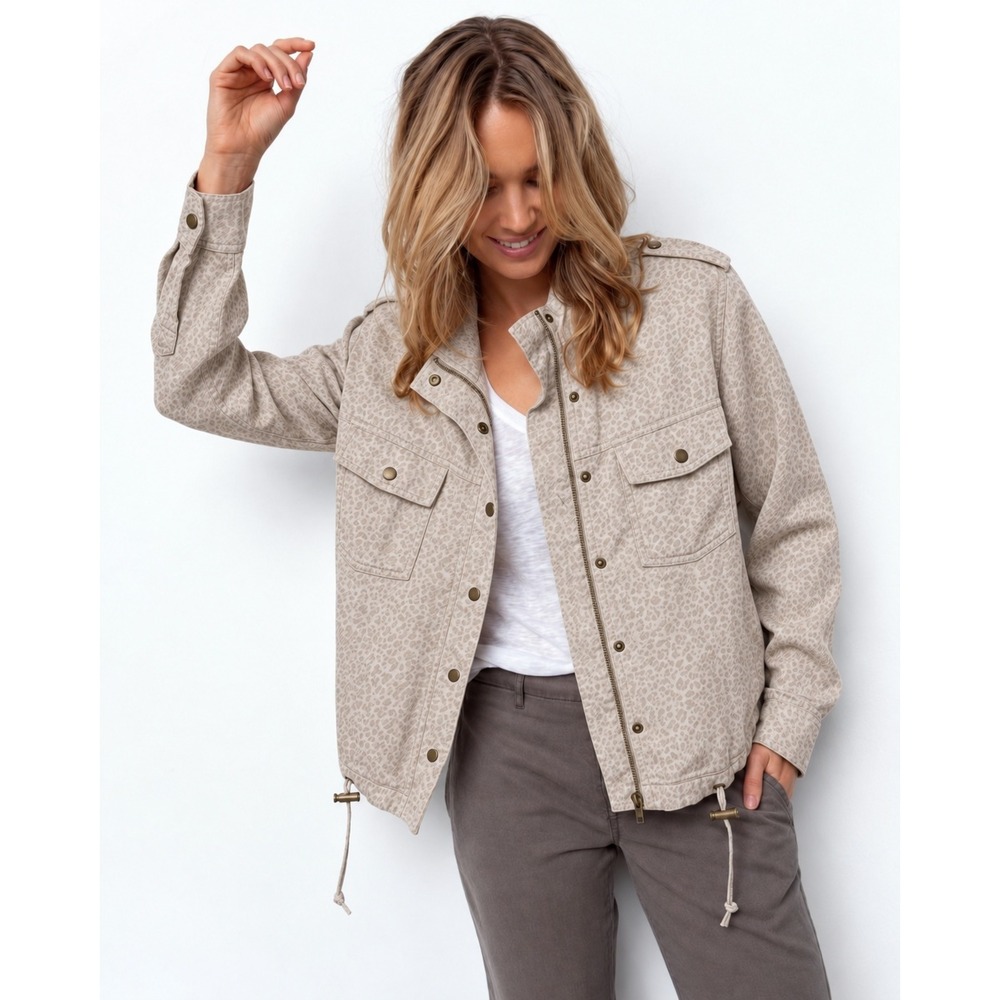 Rails Collins Military Utility Jacket Linen Tencel Mini Cheetah M Safari Field